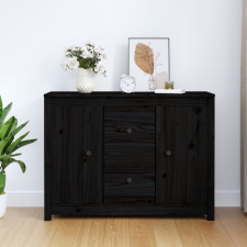 vidaXL fekete tömör fenyőfa tálalószekrény 100 x 35 x 74 cm bútor