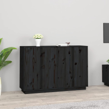 vidaXL fekete tömör fenyőfa tálalószekrény 120x35x80 cm bútor
