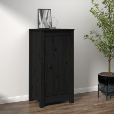 vidaXL Fekete tömör fenyőfa tálalószekrény 40 x 35 x 80 cm bútor