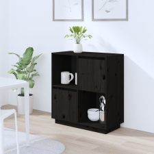 vidaXL fekete tömör fenyőfa tálalószekrény 74 x 35 x 80 cm bútor