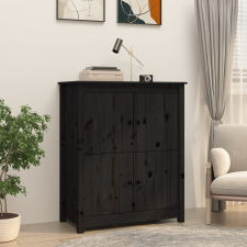 vidaXL fekete tömör fenyőfa tálalószekrény 83 x 41,5 x 100 cm bútor