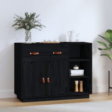 vidaXL fekete tömör fenyőfa tálalószekrény 98,5 x 40 x 75 cm bútor