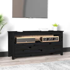 vidaXL fekete tömör fenyőfa TV-szekrény 114 x 35 x 52 cm bútor