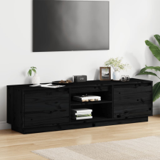 vidaXL fekete tömör fenyőfa TV-szekrény 140 x 35 x 40 cm bútor