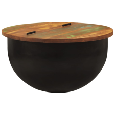 vidaXL fekete tömör újrahasznosított fa dohányzóasztal 50 x 27 cm bútor