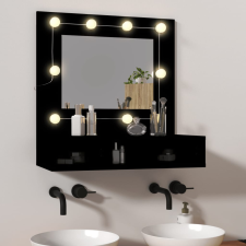 vidaXL fekete tükrös szekrény LED-ekkel 60 x 31,5 x 62 cm fürdőszoba bútor