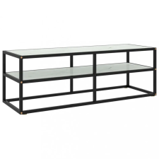 vidaXL Fekete TV-szekrény fehér márvány mintás üveggel 120x40x40 cm bútor