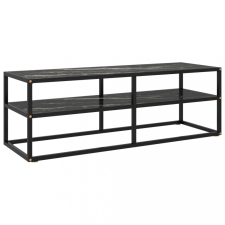 vidaXL Fekete TV-szekrény fekete márvány mintás üveggel 120x40x40 cm bútor