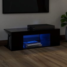 vidaXL Fekete TV-szekrény LED lámpákkal 90 x 39 x 30 cm bútor