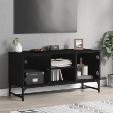 vidaXL fekete TV-szekrény üvegajtókkal 102 x 37 x 50 cm bútor