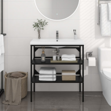 vidaXL fekete vas fürdőszobai mosdókagylókeret 79 x 38 x 83 cm fürdőszoba bútor