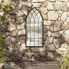 vidaXL fekete vas kerti tükör kültéri használatra 100 x 45 cm bútor