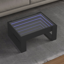 vidaXL fekete végtelen hatású LED-es dohányzóasztal 70 x 53 x 30 cm bútor