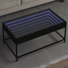 vidaXL fekete végtelen hatású LED-es dohányzóasztal 90 x 50 x 41 cm bútor