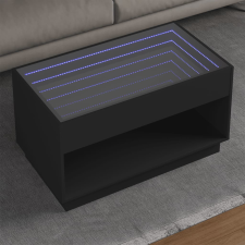 vidaXL fekete végtelen hatású LED-es dohányzóasztal 90 x 50 x 50 cm bútor