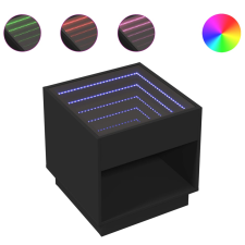 vidaXL fekete végtelen hatású LED-es éjjeliszekrény 50 x 50x 50 cm (3284085) bútor