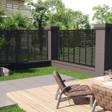 vidaXL fekete WPC lamellás kerítés 180 x 180 cm építőanyag