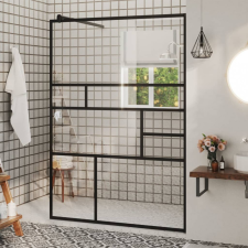 vidaXL fekete zuhanyfal átlátszó ESG üveggel 115 x 195 cm kád, zuhanykabin