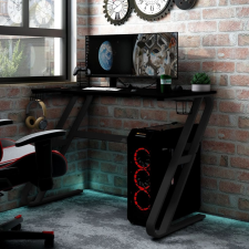 vidaXL fekete ZZ-lábú gamer asztal 110 x 60 x 75 cm íróasztal