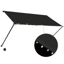 vidaXL feltekerhető antracitszürke napellenző LED-del 250 x 150 cm kerti bútor