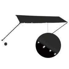vidaXL Feltekerhető antracitszürke napellenző LED-del 350 x 150 cm kerti bútor