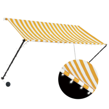 vidaXL feltekerhető sárga és fehér napellenző LED-del 250 x 150 cm kerti bútor