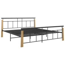 vidaXL fém és tömör tölgyfa ágykeret 180 x 200 cm (324902) ágy és ágykellék