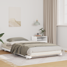 vidaXL Földi ágykeret Fehér 80 x 200 cm Tömör fenyőfa ágy és ágykellék