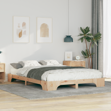 vidaXL Földi ágykeret tárolóval Barna 140 x 210 cm faszínű ágy és ágykellék