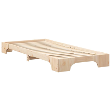 vidaXL Földi ágykeret tárolóval Barna 90 x 220 cm Tömör fenyőfa (872914) ágy és ágykellék