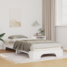 vidaXL Földi ágykeret tárolóval Fehér 100 x 220 cm Tömör fenyőfa ágy és ágykellék