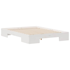 vidaXL Földi ágykeret tárolóval Fehér 140 x 190 cm Tömör fenyőfa (873035) ágy és ágykellék