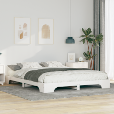 vidaXL Földi ágykeret tárolóval Fehér 160 x 210 cm faszínű ágy és ágykellék