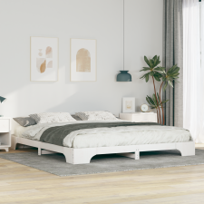 vidaXL Földi ágykeret tárolóval Fehér 200 x 220 cm Tömör fenyőfa ágy és ágykellék