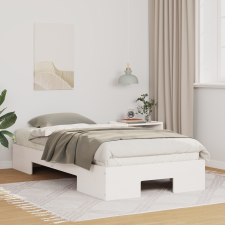 vidaXL Földi ágykeret tárolóval Fehér 90 x 190 cm Tömör fenyőfa ágy és ágykellék