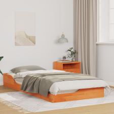 vidaXL Földi ágykeret Viaszbarna 100 x 200 cm Tömör fenyőfa ágy és ágykellék