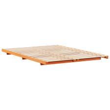 vidaXL Földi ágykeret Viaszbarna 160 x 220 cm Tömör fenyőfa (873135) ágy és ágykellék