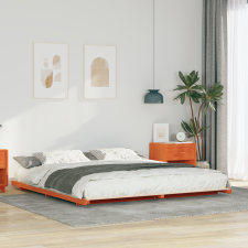 vidaXL Földi ágykeret Viaszbarna 200 x 210 cm Tömör fenyőfa ágy és ágykellék