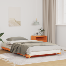 vidaXL Földi ágykeret Viaszbarna 90 x 200 cm Tömör fenyőfa ágy és ágykellék