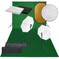 vidaXL fotóstúdió-felszerelés lámpákkal, háttérrel és reflektorral stúdió lámpa