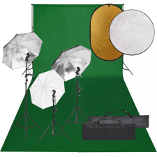 vidaXL fotóstúdiószett lámpákkal, háttérrel és reflektorral stúdió lámpa