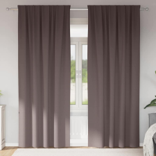 vidaXL Függönyök függönyökkel 2 pcs sötétbarna 260x140cm Poliészter lakástextília