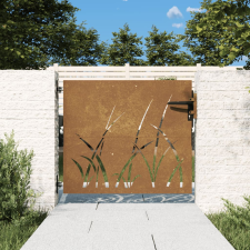 vidaXL fűmintás corten acél kerti kapu 85 x 100 cm kerti bútor