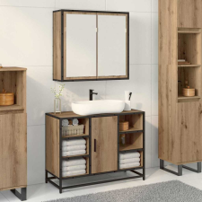vidaXL Fürdőszobai tükörszekrény kézműves tölgy 65 x 20 x 60 cm fürdőszoba bútor