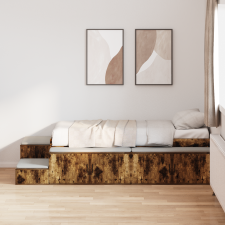 vidaXL Füstölt Tölgy Ágykeret 90x200 cm ágy és ágykellék