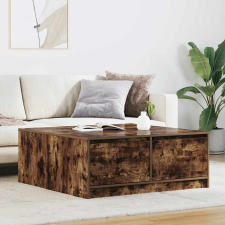 vidaXL füstölt tölgy dohányzóasztal fiókokkal 100x100x40 cm bútor