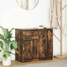 vidaXL füstölt tölgy szerelt fa tálalószekrény fiókos 71x35x65 cm bútor