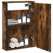 vidaXL füstölt tölgy szerelt fa tükrös fürdőszobaszekrény 42x12x60 cm fürdőszoba bútor