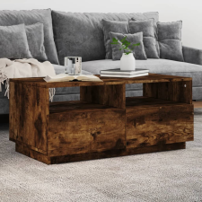 vidaXL füstölt tölgyszínű dohányzóasztal LED-lámpákkal 90x49x40 cm bútor