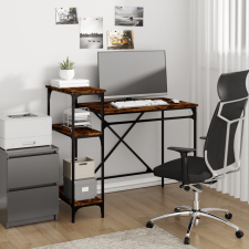 vidaXL füstös tölgy szerelt fa és vas íróasztal polcokkal 105x50x90 cm íróasztal